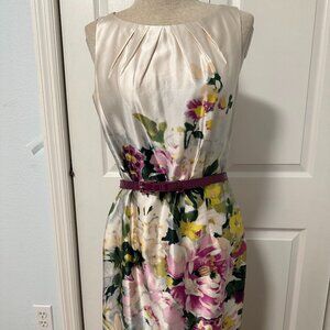 Ann Taylor Sz 6 Ivory Floral Silk Dress